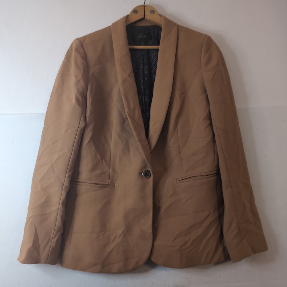J.Crew Womens Camel Brown Shawl Collar One Button Blazer Jacket Size 6